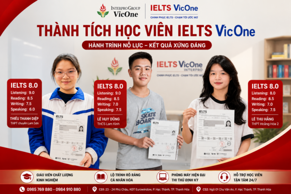 IELTS VicOne, học IELTS tại Thanh Hóa, trung tâm IELTS Thanh Hóa, học viên IELTS 8.0, luyện thi IELTS Thanh Hóa